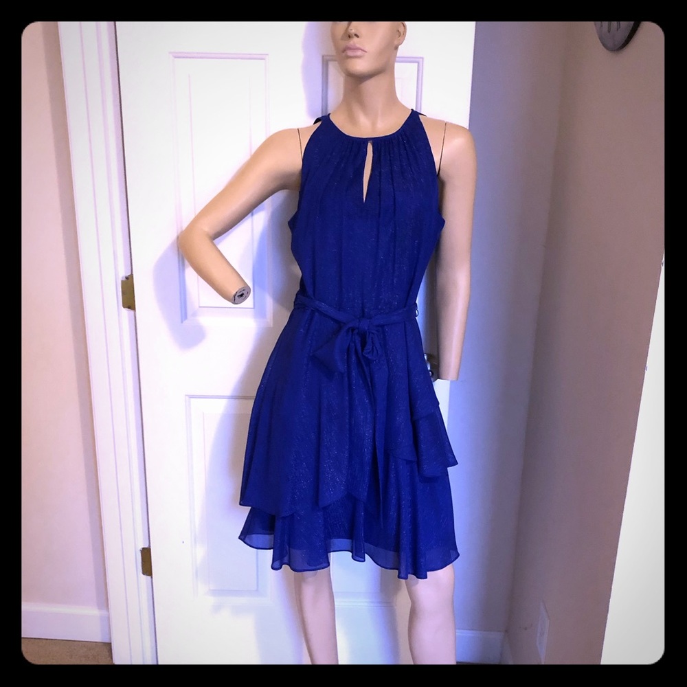 Tahari 8 Royal Blue Shiny Dress